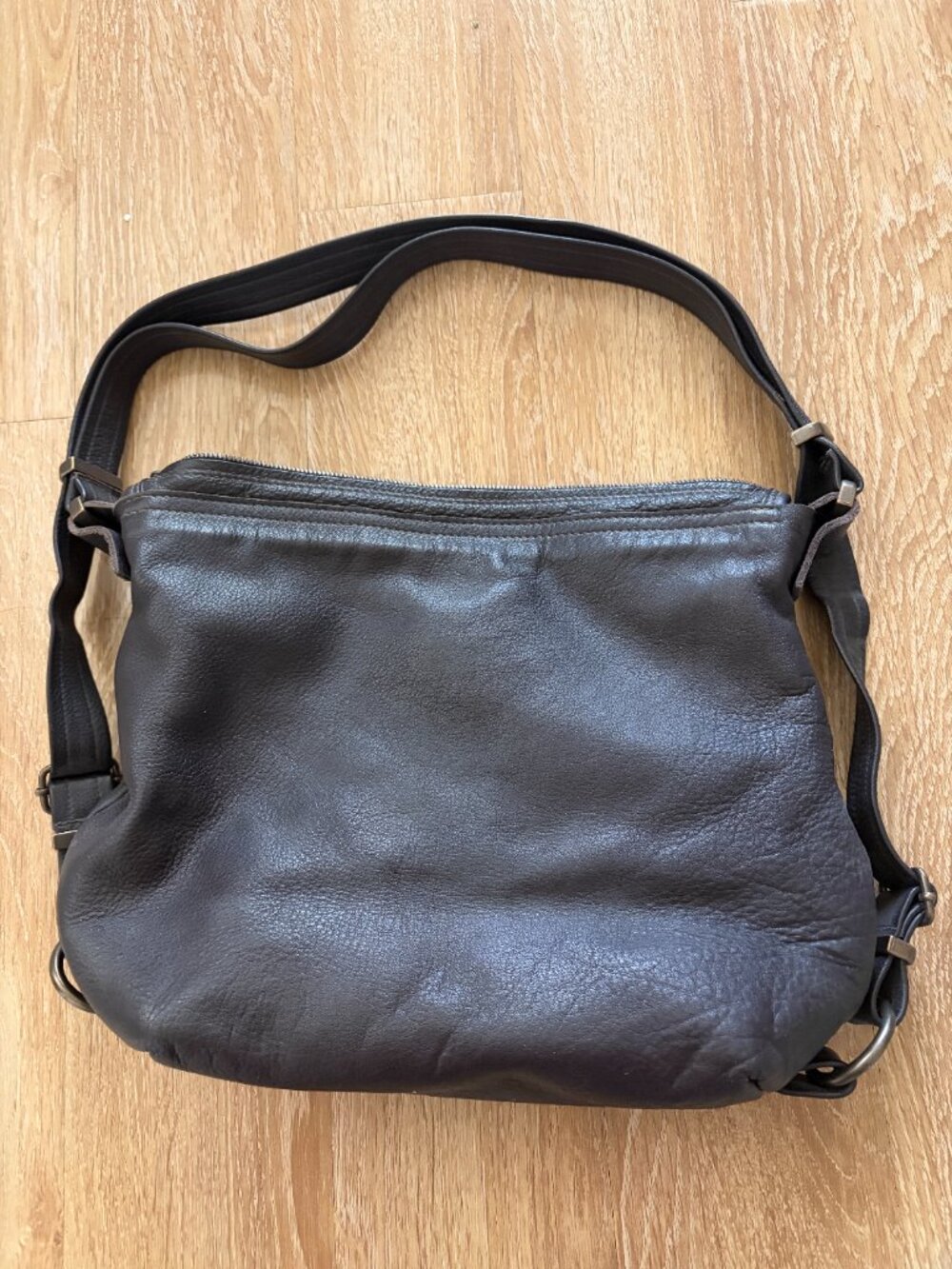Rough & Tumble Custom Aubergine Leather Convertible Hobo pack by Natasha Dunham